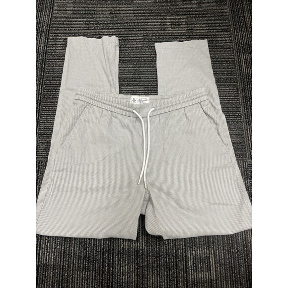 Original Penguin Munsingwear Men's Pants Gray White Plaid Stretch Slim Fit MED - Picture 3 of 11